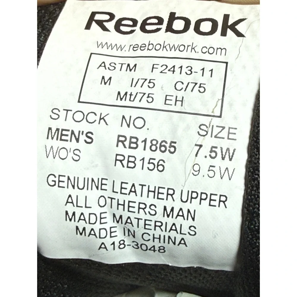 Reebok Men's Composite Toe Electrical Hazard Work‎ Shoes Black Size 7.5W
